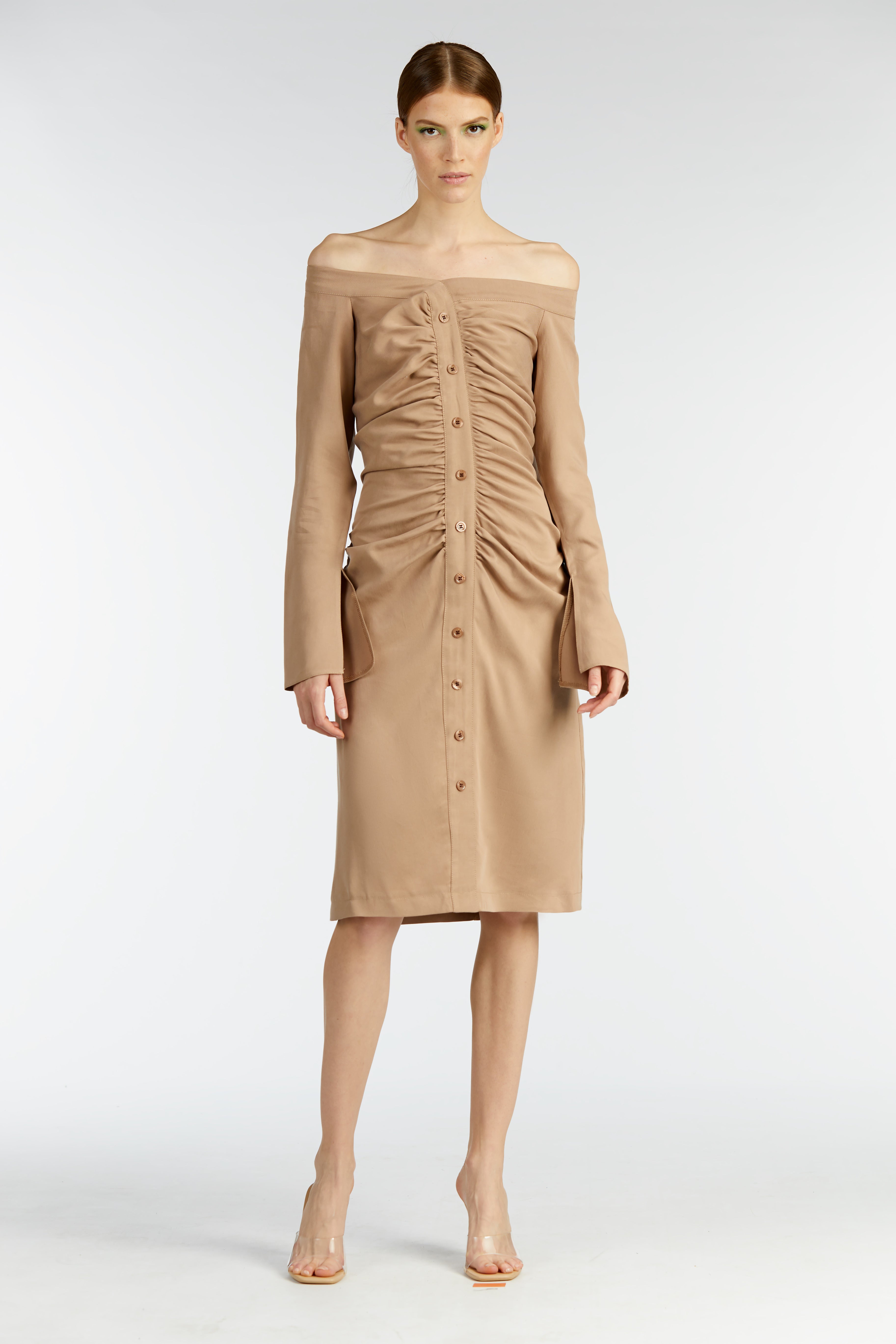terracotta cocktail dress Trumpet/Mermaid Spaghetti Straps V-Neck Terracotta Formal Dresses