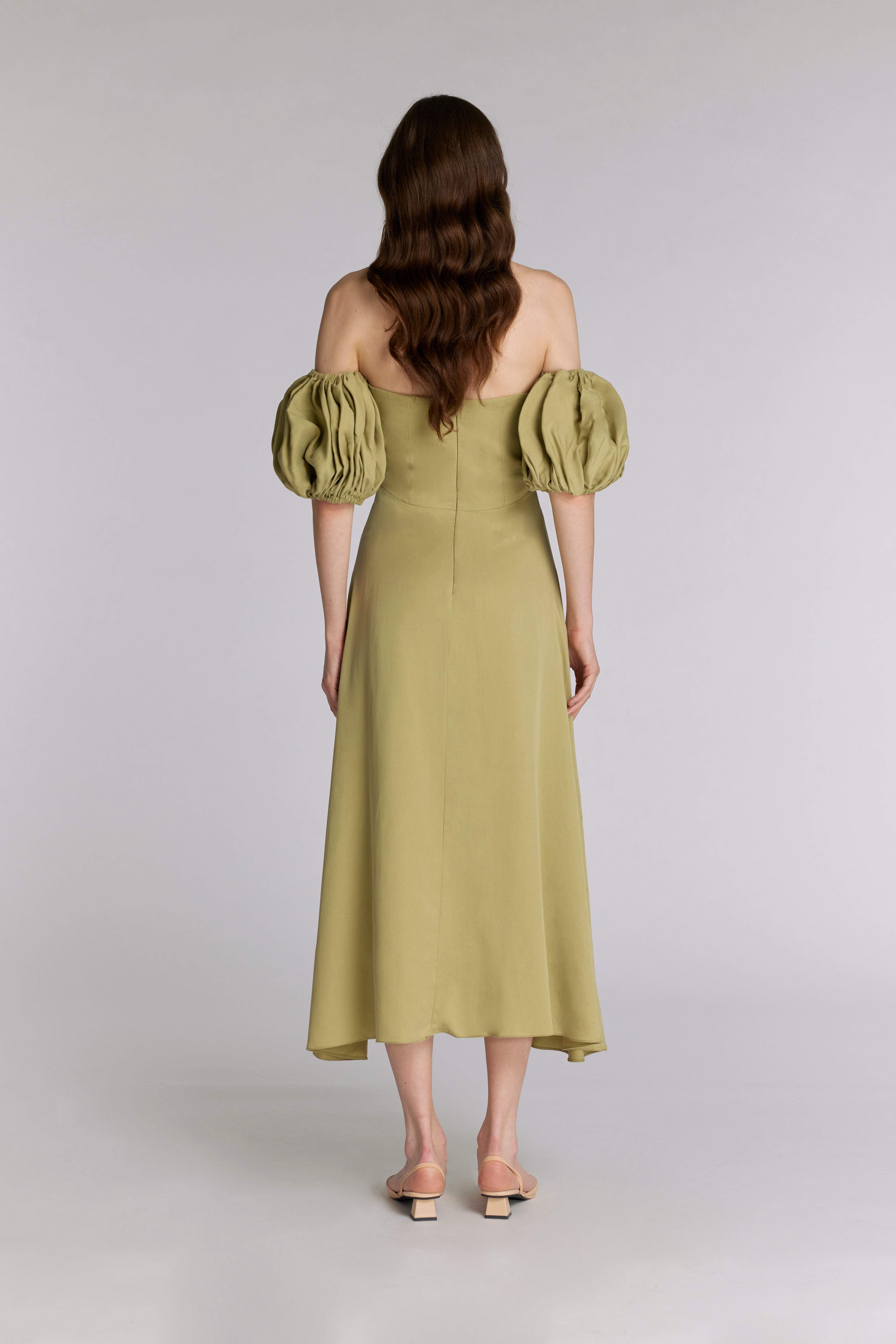 未使用 美品 カスタネ Bell sleeve color dress 1 Kastane ワンピース 「オケージョンドレス/結婚式/低身長サイズ